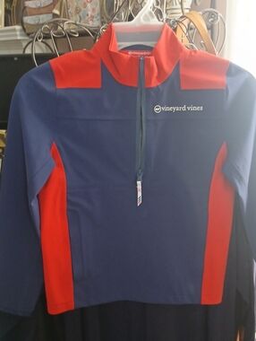 Vineyard Vines Boys  Navy and Red Quarter-Zip Pullover Jacket